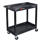Luxor TUFFY XL Two-Tier Multi-Purpose Utility Cart - 32" W x 18" D - Black-The cart features two large tub-style shelves made from 100% recycled high-density polyethylene, providing ample space for bulky items