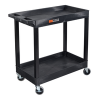 Luxor TUFFY XL Two-Tier Multi-Purpose Utility Cart - 32" W x 18" D - Black-The cart features two large tub-style shelves made from 100% recycled high-density polyethylene, providing ample space for bulky items