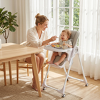 Qaba High Chair with Adjustable Seat Height - Backrest - Footrest - Tray-A detachable double tray and wipe-clean PU seat make cleanup effortless
