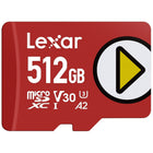 Lexar PLAY Speed Pump MicroSDXC Memory Card - 512GB - Red-Fast transfer speeds for quick loading time with up to 205MB/s