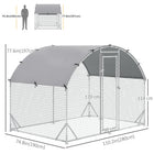 PawHut Galvanized Large Metal Chicken Coop Cage - 9.2' x 6.2' x 6.5' - Silver-Tall height allows owners to enter and exit feeding areas easily 
