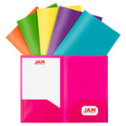 JAM Paper Legal Plastic 2 Pocket POP Folders - Durable School Folders - Assorted Fashion Colours - 6 Pack-JAM Paper POP Folders | Colours: Pink, Yellow, Purple, Orange, Teal & Lime Green 