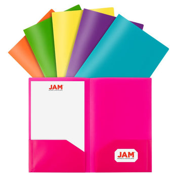 Pochettes Plastique JAM PAPER Taille Lettre 9 X 11 1/2 Pouces - Couleurs Assorties, Neuf
