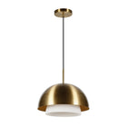 Hudson&Canal Octavia 15.75" Wide Pendant with Metal/Glass Shade - Brass/Brass and White-Modern and contemporary design for your entryway, foyer, or kitchen