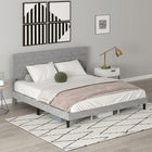 HOMCOM King Size Upholstered Platform Bed Frame with Headboard - Grey-No box spring needed