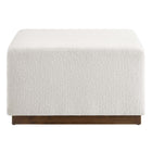 Modway Tilden Large 28" Square Boucle Upholstered Ottoman - Cloud/Walnut-Weight Capacity: 506 lbs.