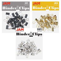 JAM Paper Colourful Binder Clips Assortment - Extra Small - 3/5" (15 mm) - Business Assortment - 90 Pack-Assorted Business Colours (White, Gold, Grey)