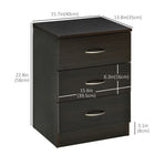 HOMCOM Bedside Table with 3 Drawers - Brown-Non-slip pads to protect your floor from scratches 