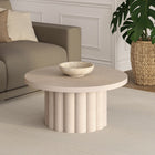 Hudson&Canal Olie Round Fluted Coffee Table - 32" W - Alder White-Pedestal base featuring wraparound wide fluted detailing