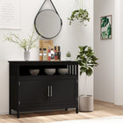 HOMCOM 39.4" L Kitchen Sideboard - Black-MDF frame makes the table stable