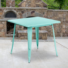 Flash Furniture 31.5" Square Mint Green Metal Indoor-Outdoor Table-Top Size: 31.5" Square