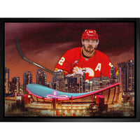 Mackenzie Weegar Flames Skyline - Framed Canvas - 31" x 22"-Premium canvas print with gallery-wrapped edges