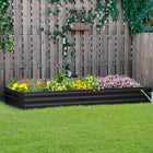 Outsunny Galvanized Raised Garden Bed - 95" L x 36" W x 12" H - Grey-Effectively prevents weed growth and ensures good drainage with its open bottom 