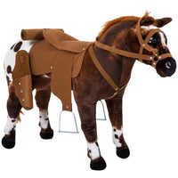 Qaba Standing Ride-On Horse - Brown-Realistic horse design enhances imaginative play for children 