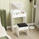 HOMCOM Mirrored Vanity Set - 23.7" L x 15.8" W x 31.1" H - White-2-in-1 design, can both work as a vanity set and a writing table 