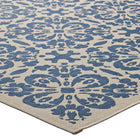 Modway Ariana Vintage Floral Trellis Indoor/Outdoor Area Rug - 5 ft W x 8 ft L - Blue/Beige-Stain Resistant / Easy To Clean
