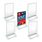 Azar Desktop/Countertop Top/Side Loading Acrylic Card Holder - Clear - 5 Pack (152799-SLV-5PK)-Frame material: acrylic