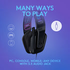 Logitech G335 Stereo Gaming Headset - Black-Plug and Play: Quickly jump into your game and simply connect with the 3.5 mm audio jack; these colorful headphones are compatible with PC, laptop, gaming consoles, and select mobile devices
