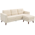 HOMCOM L-Shaped Sectional Sofa with Chaise Lounge - Cream White-Chaise easily switches sides to fit your living room layout