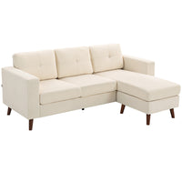 HOMCOM L-Shaped Sectional Sofa with Chaise Lounge - Cream White-Chaise easily switches sides to fit your living room layout
