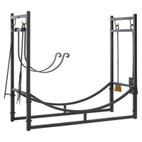 Outsunny 2-Tier Firewood Log Rack with 4 Tools-Ideal for displaying, storing, and heaping  