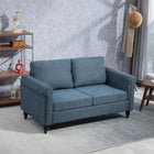 HOMCOM Loveseat Sofa with Curved Armrests - Dark Blue-Deep foam padding provides a sink-in comfort