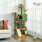 PawHut 54" H Cat Tree with Two Cat Condos - Green-Includes scratching posts and ramp for natural clawing instincts 