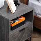 HOMCOM Bedside Table with Steel Legs for Bedroom - Grey-Assembly required