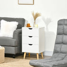 HOMCOM Nightstand with Wood Legs - White-Anti-tipping straps included to keep attached to wall