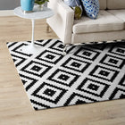 Modway Alika Abstract Diamond Trellis Area Rug - 8 ft W x 10 ft L - Black/White-Protect Floors From Traffic/Furniture