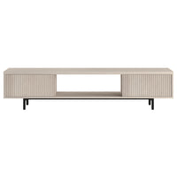 Hudson&Canal Lucien TV Stand for TV's up to 78" - Alder White-A modern contemporary design accommodates TVs up to 78" for your entertaining space