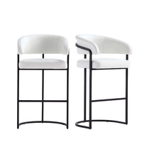 Manhattan Comfort Augusta 22.8" Modern Leatherette Upholstered Barstool - White - 2 Pack-Modern Barstool with Backrest Perfect for Bar and Kitchen Use