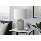 Monarch Specialties 26" H Contemporary Table Lamp - Grey Ceramic / Ivory / Cream Shade-Topped with a luxurious linen-blend ivory fabric shade, this decorative lamp casts a warm and inviting ambiance, making it an ideal accent piece for your end or side table or nightstand