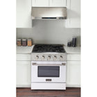 Kucht 30" KNG Series Pro Style Natural Gas Range - Stainless Steel/White-High-quality metal control knobs