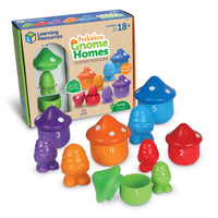 Learning Resources Peekaboo Gnome Homes - Set of 15-A gnome-sized surprise: In five colors and sizes, these numbered gnome homes teach kids about counting, colors, and size comparison!