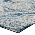 Modway Entourage Malia Distressed Vintage Floral Vintage Medallion Area Rug - 8 ft W x 10 ft L - Ivory/Blue-Stain Resistant / Easy to Clean