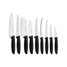 Tramontina Plenus Cutlery Stainless Steel Knife Set with Black Polypropylene Handles - 9 Piece Set-Set Includes: 1x 3" Vegetable Knife, 1x 3" Peeling Knife, 1x 5" Steak Knife, 1x 5" Boning Knife, 1x 5" Tomato Knife, 1x 5" Santoku Knife, 1x 5" Cleaver, 1x 7" Chef's Knife, 1x 7" Bread Knife