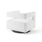 Modway Booth Performance Velvet Performance Velvet Swivel Armchair - White-Textured Matte Black Iron Base