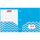 JAM Paper Plastic Colour POP Folders - 2 Pocket Durable Folders with 3 Hole Punch - Assorted Chevron Fashion Colours - 6 Pack-Our high quality two-pocket POP Folders are durable, made with smooth & sturdy plastic, and have a business card slot on the right side