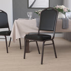 Flash Furniture HERCULES Series Crown Back Stacking Banquet Chair in Black Vinyl - Gold Vein Frame-Upholstered Seat and Back