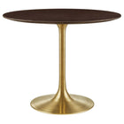 Modway Lippa 36" Round Wood Dining Table - Gold Cherry Walnut-Modern Dining Table
