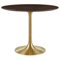 Modway Lippa 36" Round Wood Dining Table - Gold Cherry Walnut-Modern Dining Table