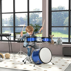 Qaba Kids Drum Set with Throne, Cymbal, Pedal, Drumsticks - Blue - Set of 7-2 tom drums and 1 bass Drum create versatile beats 