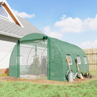 Outsunny Walk-in Tunnel Greenhouse with 2 Support Rods - 13' x 9.8' x 6.6' - White- Features a PE cover that provides UV protection and extends seasons
 