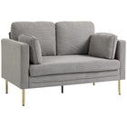 HOMCOM 55" Loveseat Sofa with Pillows - Grey-Features soft corduroy fabric, providing cozy, comfortable seating
