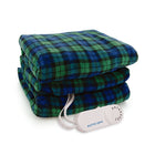 BIOS Living Micro Plush Electric Throw - Blue and Green Plaid-Machine Washable
