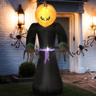 HOMCOM 6.9' Inflatable Pumpkin Reaper Ghost Halloween Decoration-Deflates for easy storage (when you're not scaring your neighbours) 