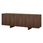 Hudson&Canal Harold Rectangular Fluted TV Stand for TV's up to 75" - Satin Walnut-Top has a weight capacity of 75 lbs, lower shelves can hold 25 lbs each