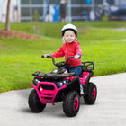 Qaba 12V Battery Powered Kids Electric Vehicle with 4 Spring Suspension Wheels - Pink-Storage basket in the back holds toys and essentials conveniently 