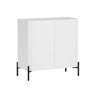 Manhattan Comfort Abbey Modern Accent Cabinet and Bookcase - White - Set of 2-Elevated Frame with Slim Legs For Easy Cleaning Underneath and an Airy, Modern Touch